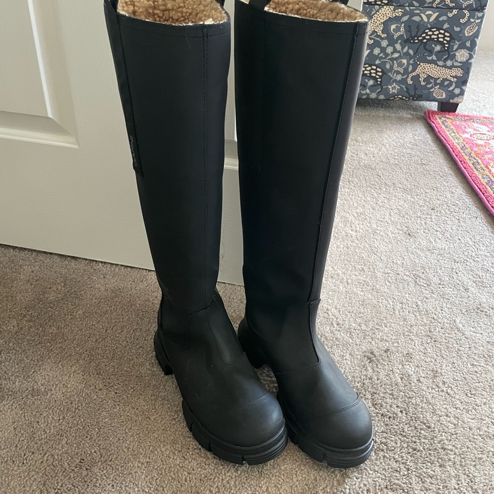 Ganni Black Over the Knee Boots